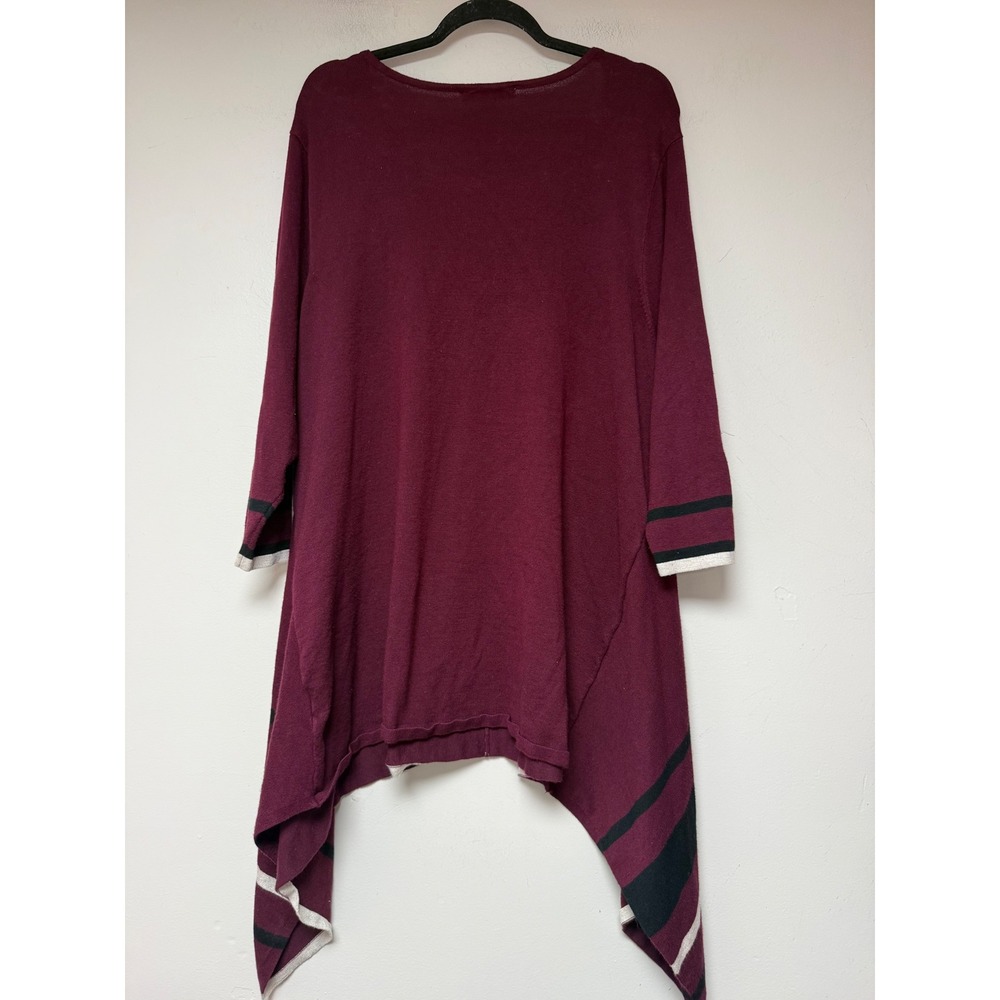 99 Jane Street Tunic Sweater Womens 2X Burgundy Excellent Handkerchief Hem - Picture 6 of 7